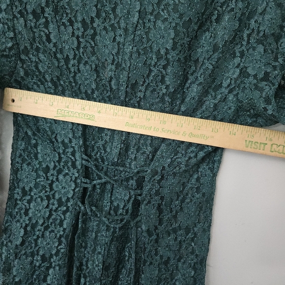 Dawn Joy Fashion Dress Size 6P Petite Green Lace Midi Women Dress USA Made - Picture 11 of 16